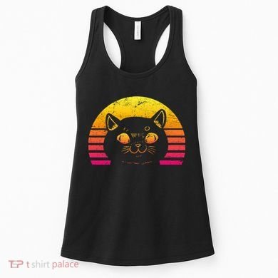 Cat Retro Sunset Women's Tank Top