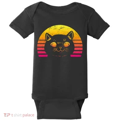 Cat Retro Sunset Baby Bodysuit