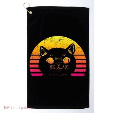 Cat Retro Sunset Golf Towel