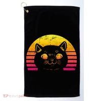 Cat Retro Sunset Golf Towel thumb 0