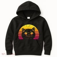 Cat Retro Sunset Kids Hoodie thumb 0
