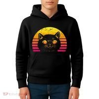 Cat Retro Sunset Kids Hoodie thumb 4