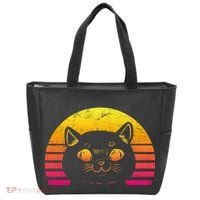 Cat Retro Sunset Tote Bag thumb 0