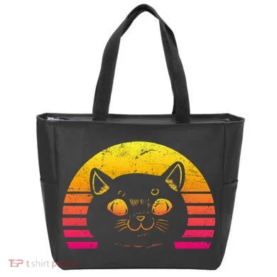 Cat Retro Sunset Tote Bag