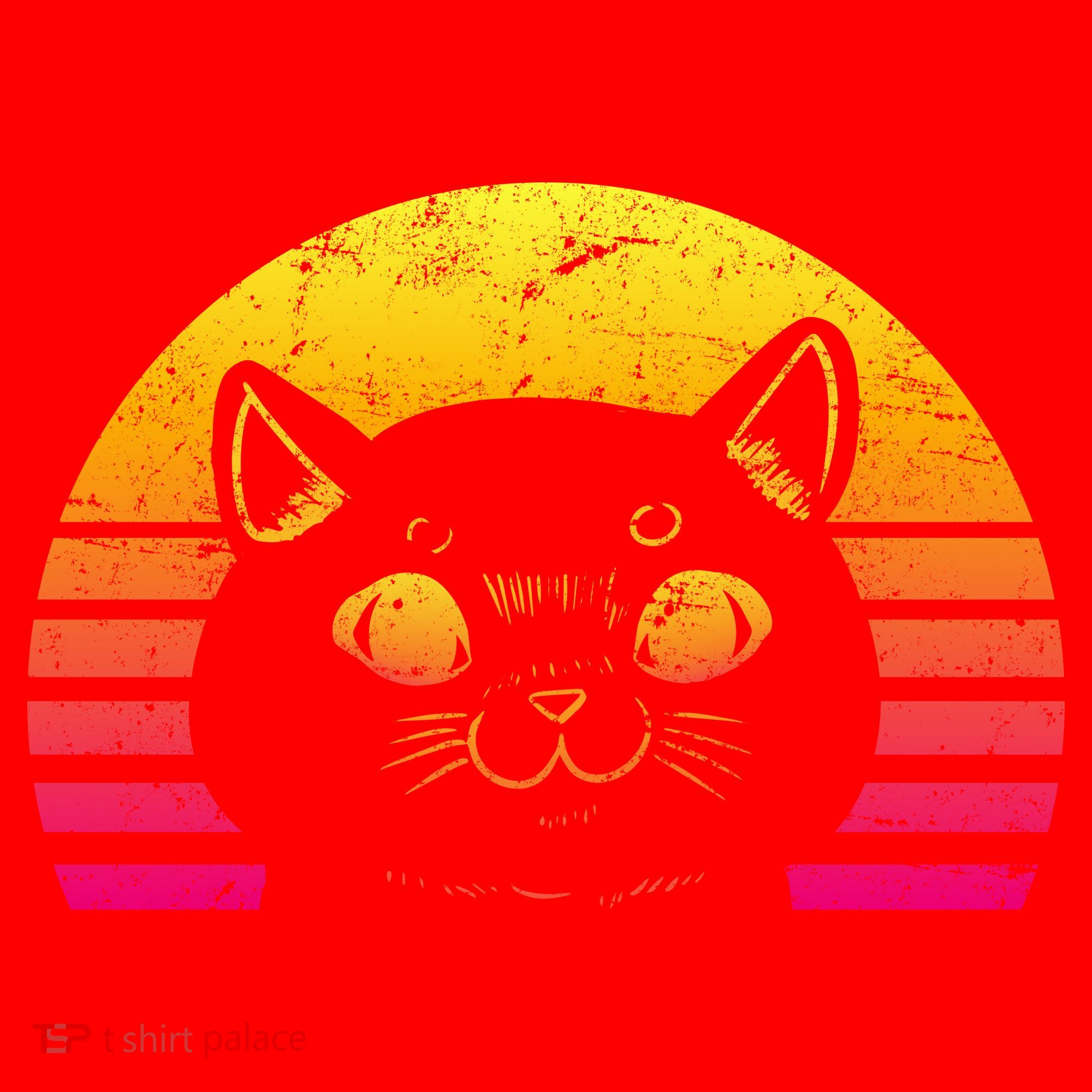 Cat Retro Sunset Santa Hat