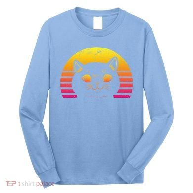 Cat Retro Sunset Long Sleeve Shirt