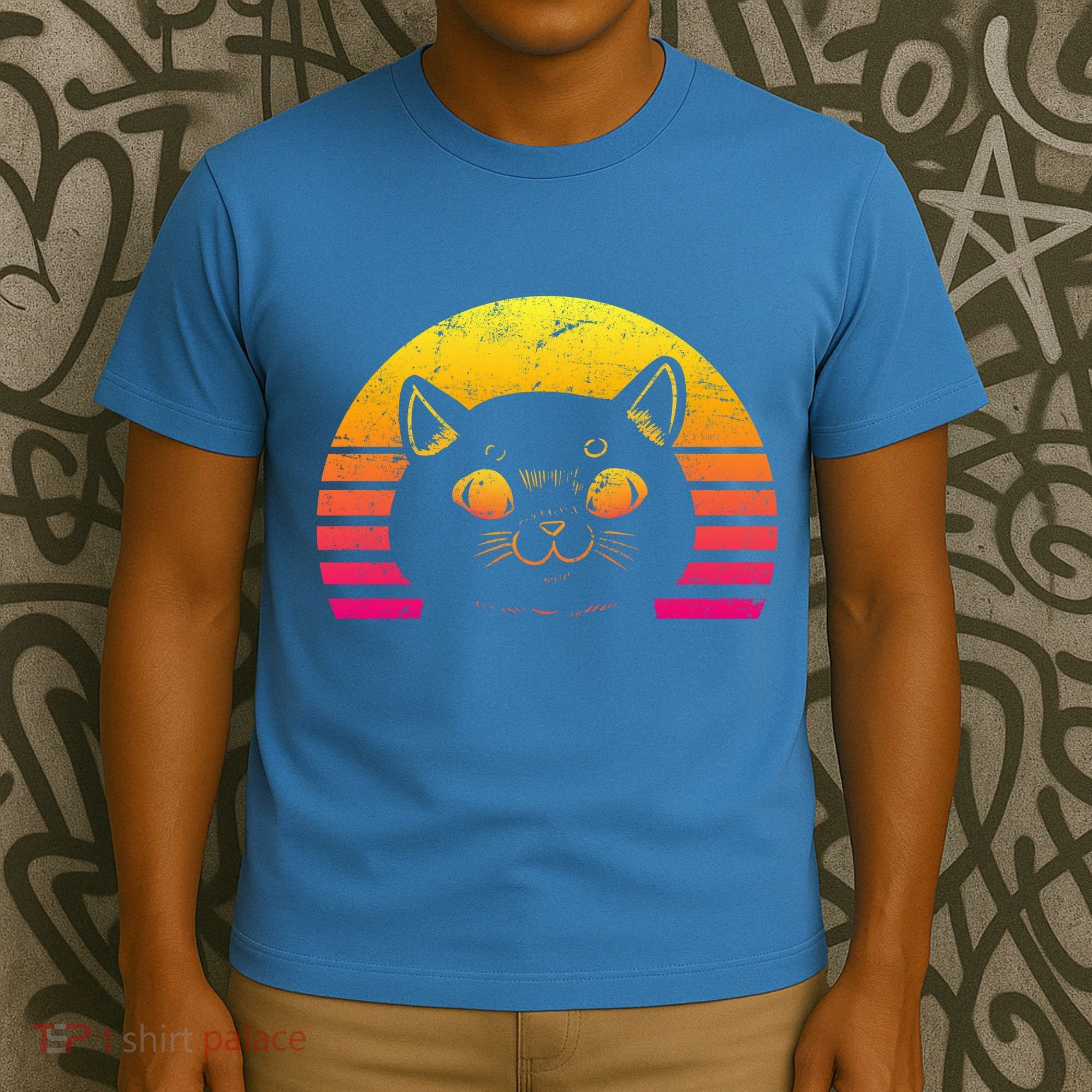 Cat Retro Sunset T-Shirt