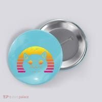 Cat Retro Sunset Button thumb 0