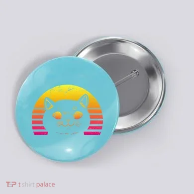Cat Retro Sunset Button