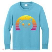 Cat Retro Sunset Kids Long Sleeve Shirt thumb 0