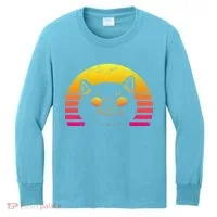 Cat Retro Sunset Kids Long Sleeve Shirt thumb 0