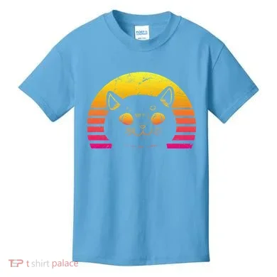 Cat Retro Sunset Kids T-Shirt