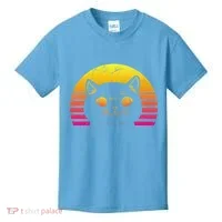 Cat Retro Sunset Kids T-Shirt thumb 0