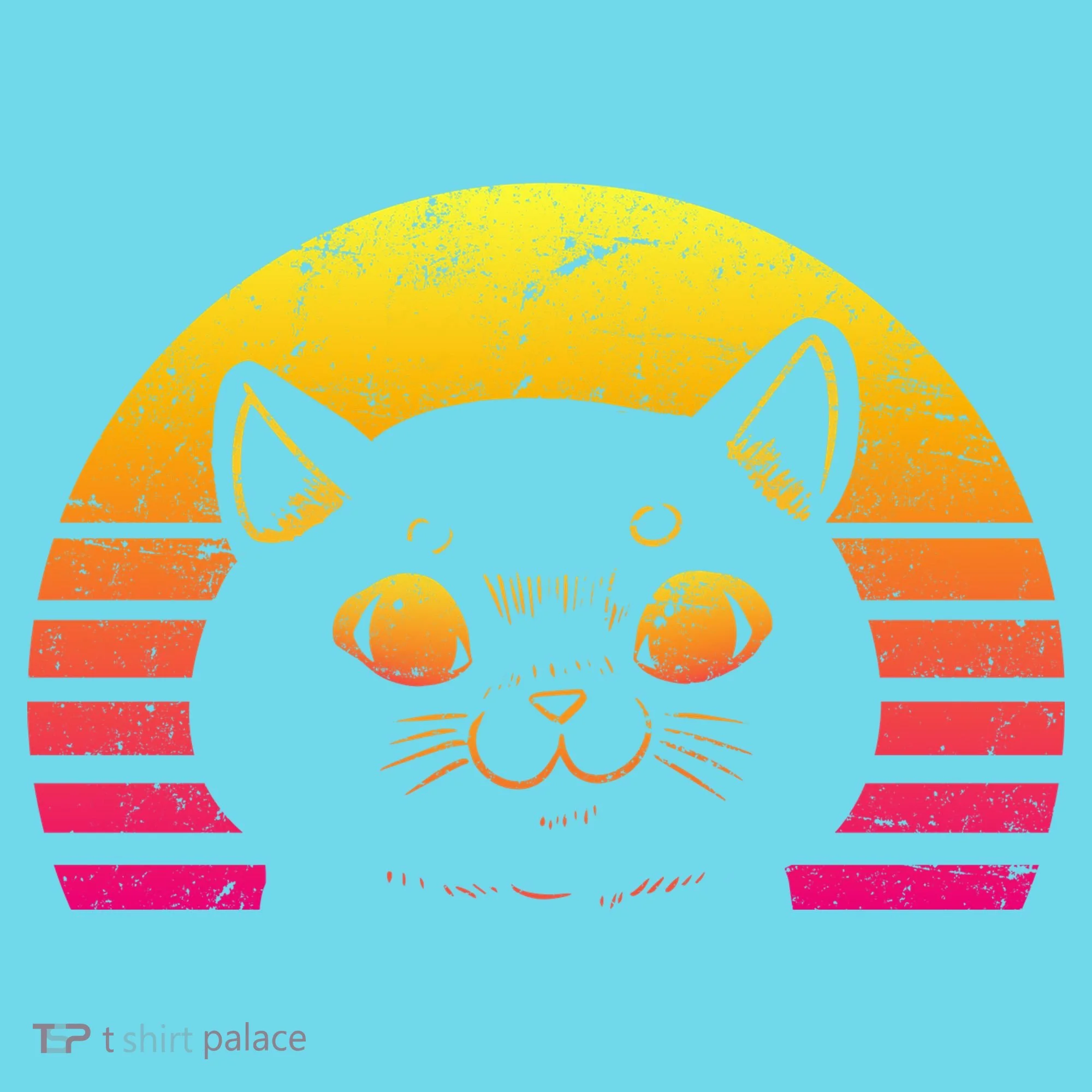 Cat Retro Sunset Kids T-Shirt