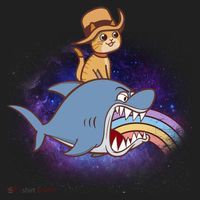 Cat Riding Shark Rainbow Bite Women's Sweatshirt thumb 2