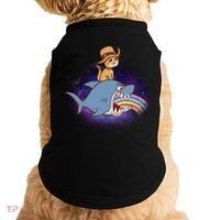 Cat Riding Shark Rainbow Bite Doggie Tank thumb 0