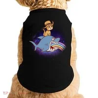Cat Riding Shark Rainbow Bite Doggie Tank thumb 0