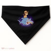 Cat Riding Shark Rainbow Bite USA-Made Doggie Bandana thumb 0