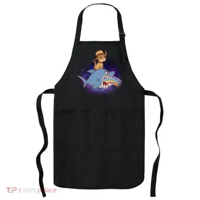 Cat Riding Shark Rainbow Bite Apron
