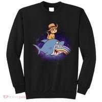 Cat Riding Shark Rainbow Bite Sweatshirt thumb 0
