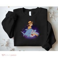 Cat Riding Shark Rainbow Bite Sweatshirt thumb 2
