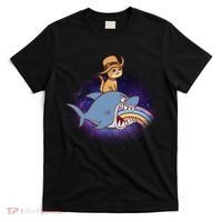 Cat Riding Shark Rainbow Bite T-Shirt thumb 0