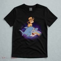 Cat Riding Shark Rainbow Bite T-Shirt thumb 5