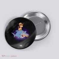 Cat Riding Shark Rainbow Bite Button thumb 0