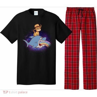 Cat Riding Shark Rainbow Bite Pajama Set