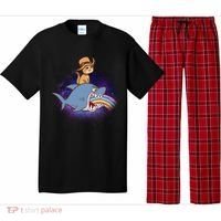 Cat Riding Shark Rainbow Bite Pajama Set thumb 0