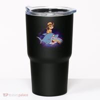 Cat Riding Shark Rainbow Bite Tumbler thumb 0