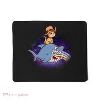 Cat Riding Shark Rainbow Bite Mousepad thumb 0