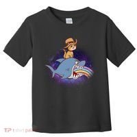 Cat Riding Shark Rainbow Bite Toddler T-Shirt thumb 0
