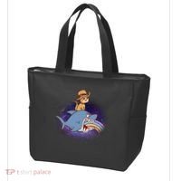 Cat Riding Shark Rainbow Bite Tote Bag thumb 3