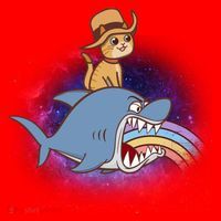 Cat Riding Shark Rainbow Bite Santa Hat thumb 1
