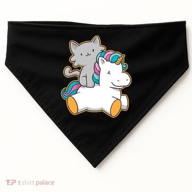 Cat Riding Unicorn USA-Made Doggie Bandana