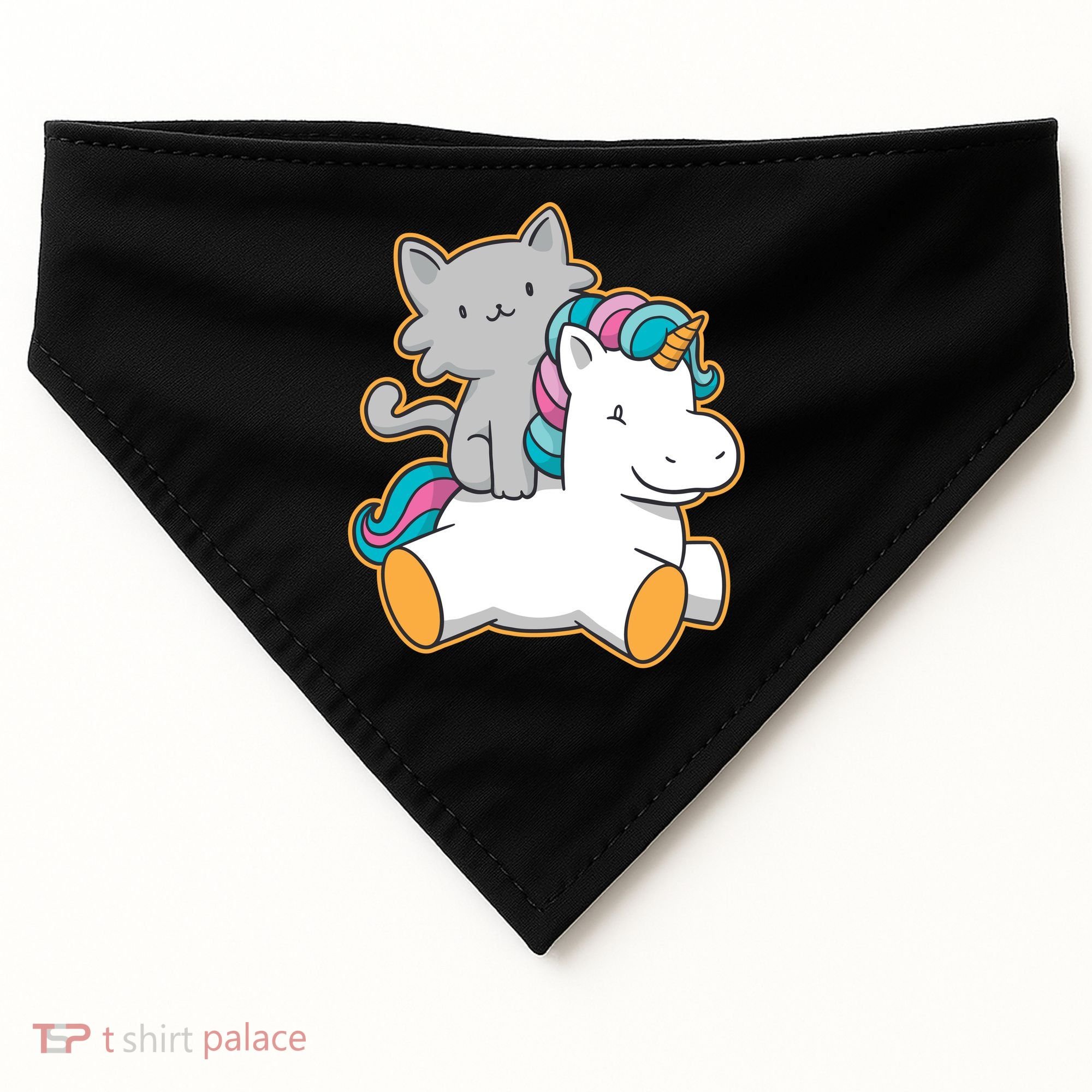 Cat Riding Unicorn USA-Made Doggie Bandana