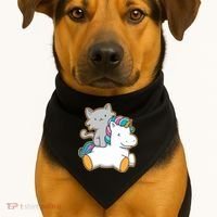 Cat Riding Unicorn USA-Made Doggie Bandana thumb 1