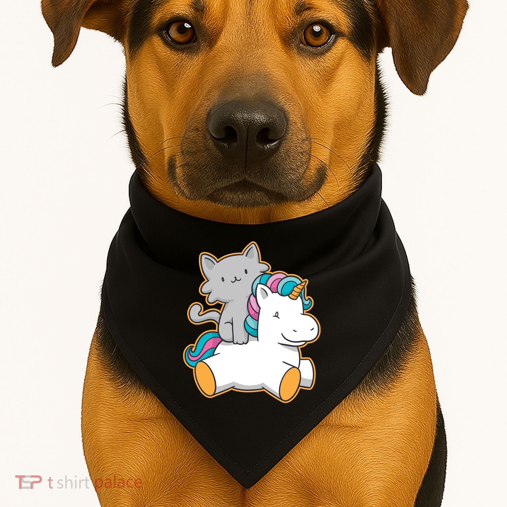 Cat Riding Unicorn USA-Made Doggie Bandana