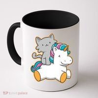 Cat Riding Unicorn Coffee Mug thumb 0