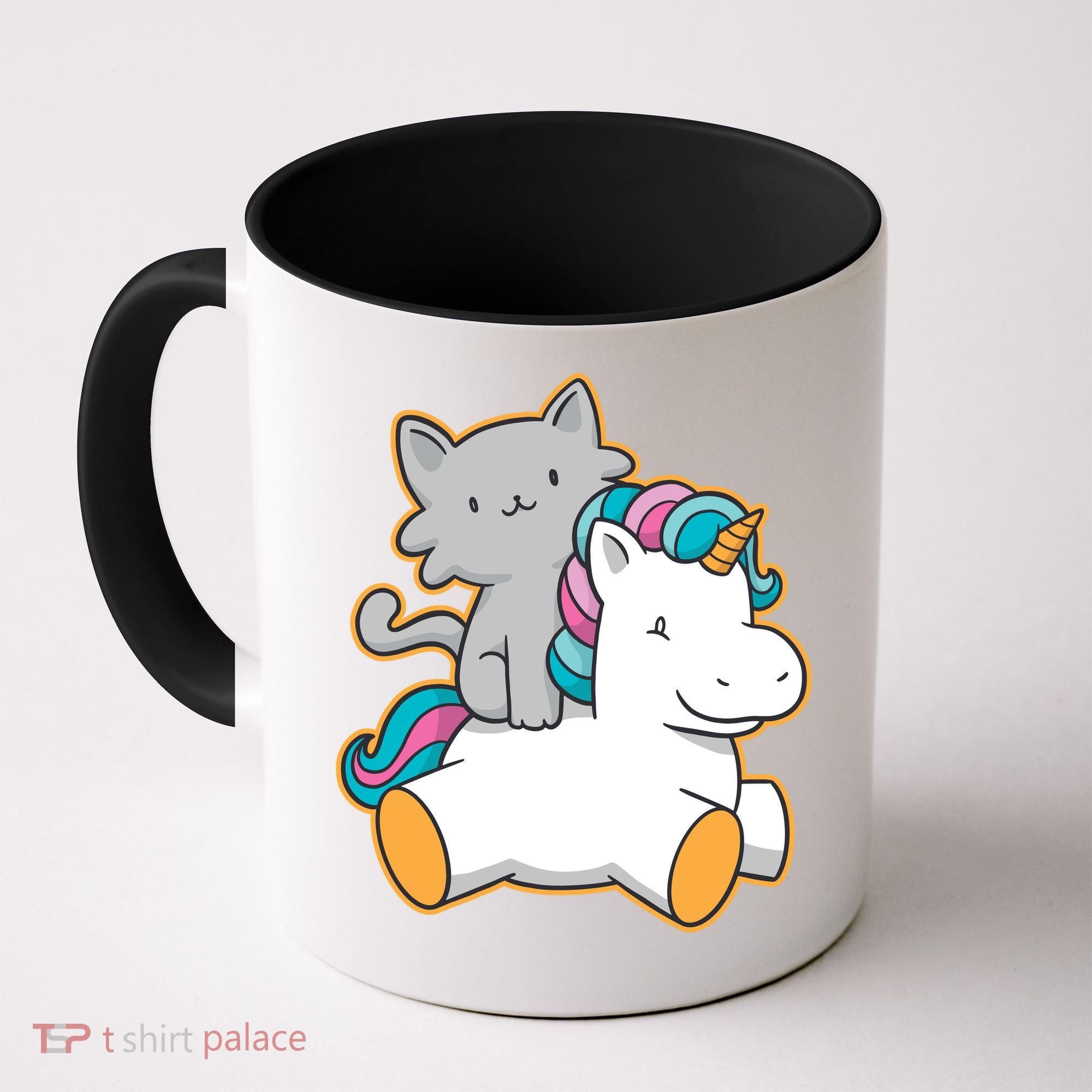 Cat Riding Unicorn Coffee Mug