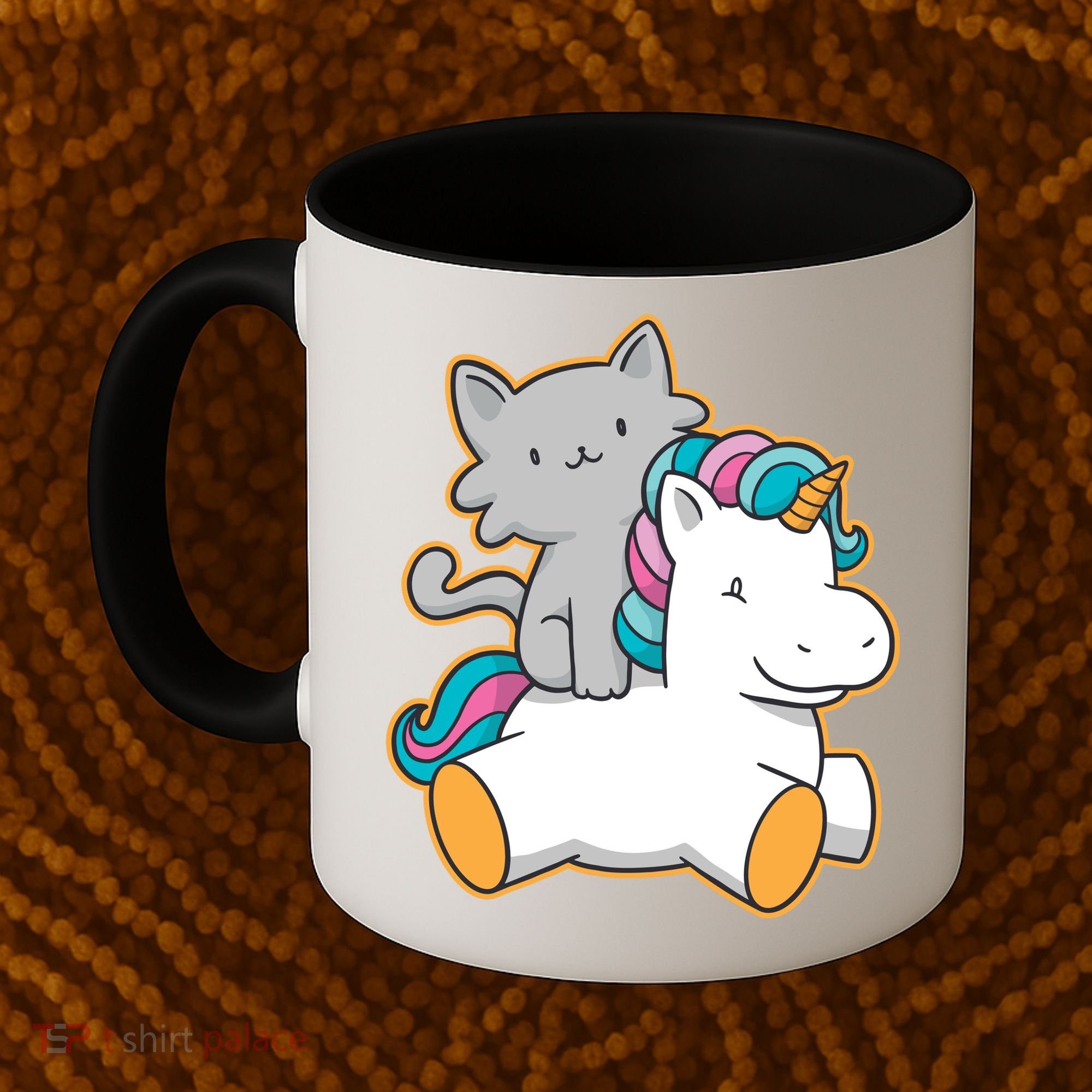 Cat Riding Unicorn Coffee Mug
