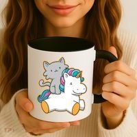 Cat Riding Unicorn Coffee Mug thumb 3
