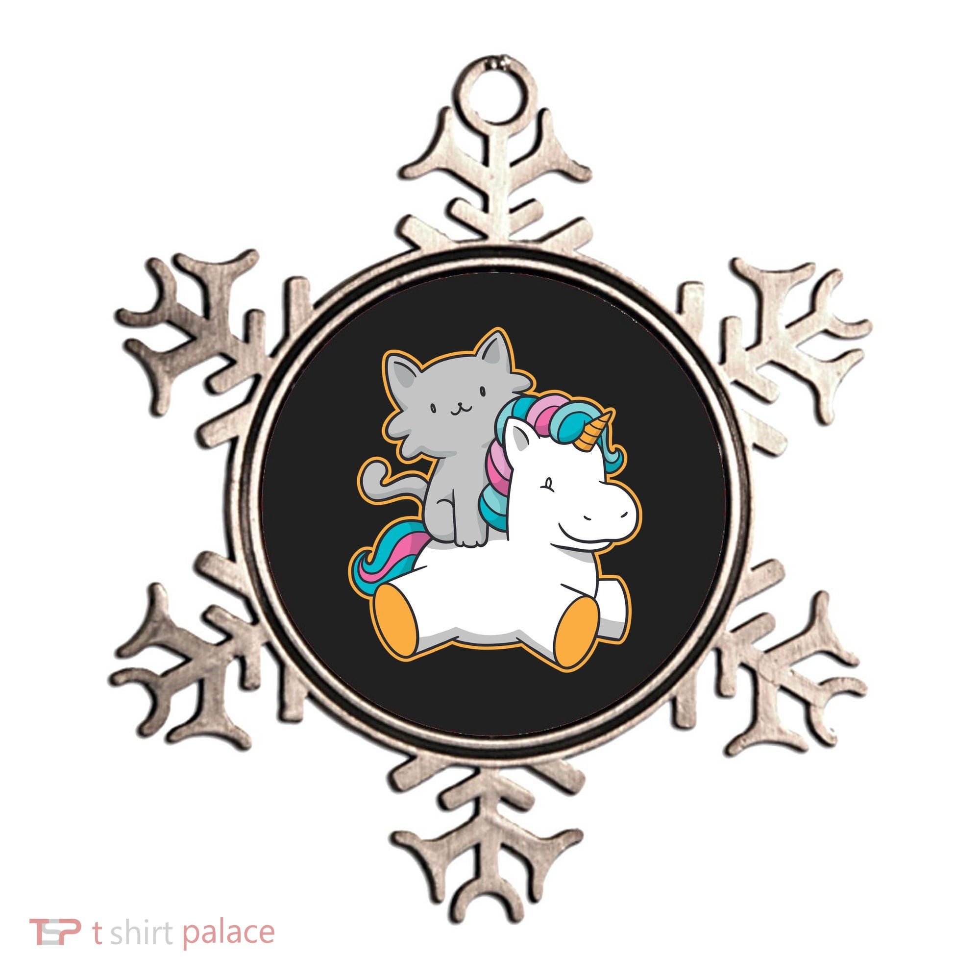 Cat Riding Unicorn Ornament