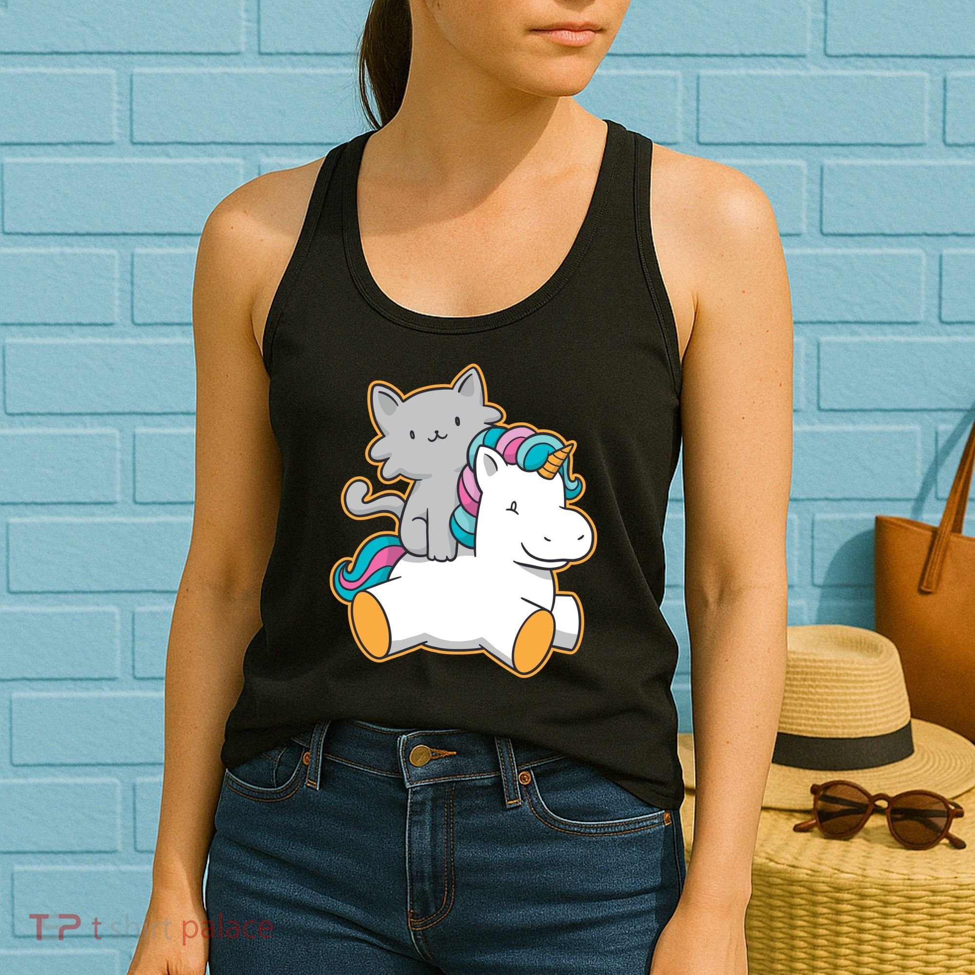 Cat Riding Unicorn Women's Tank Top