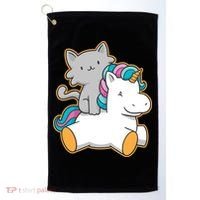 Cat Riding Unicorn Golf Towel thumb 0
