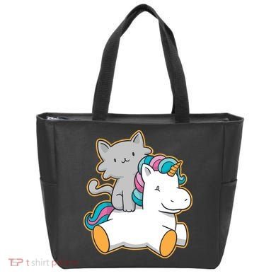 Cat Riding Unicorn Tote Bag