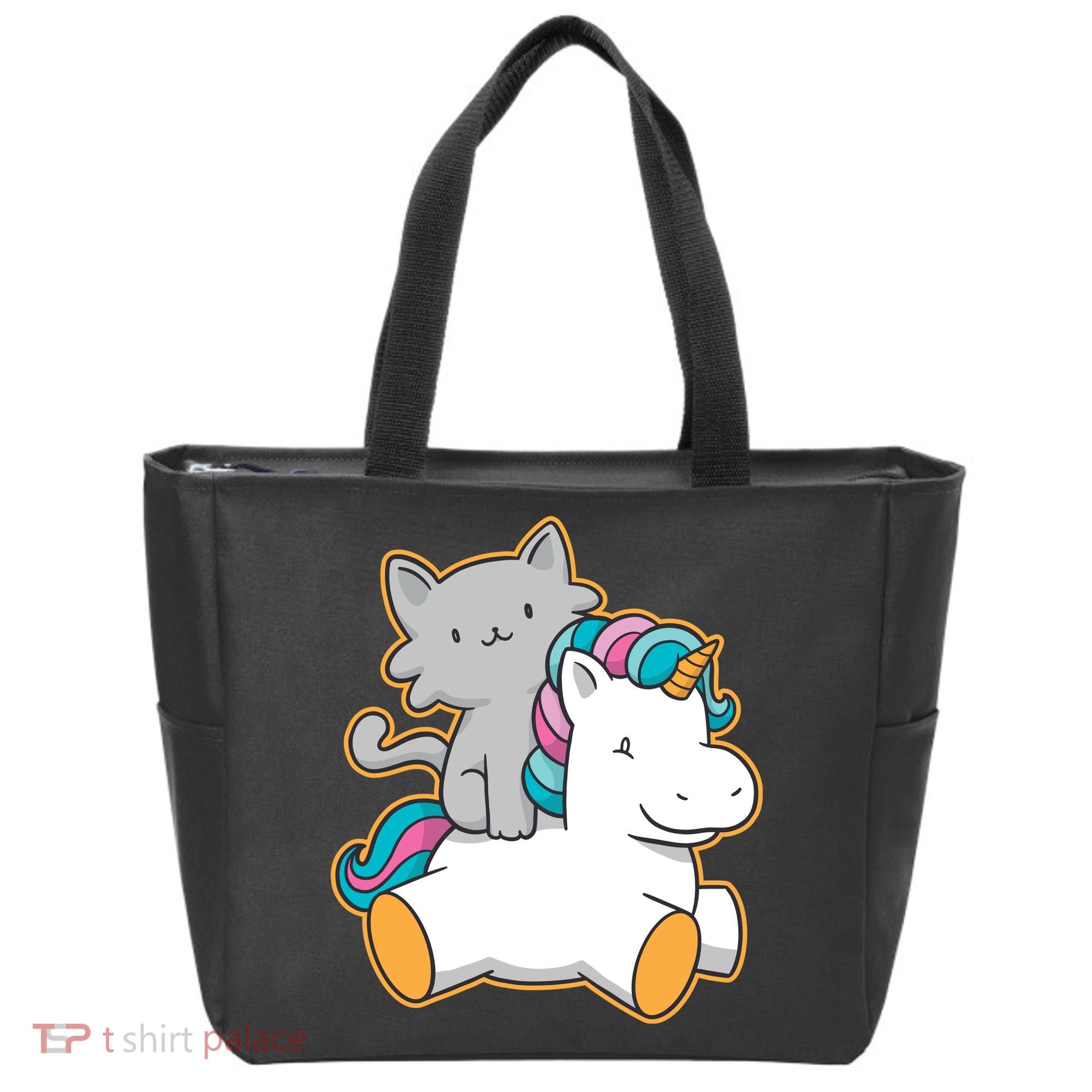 Cat Riding Unicorn Tote Bag