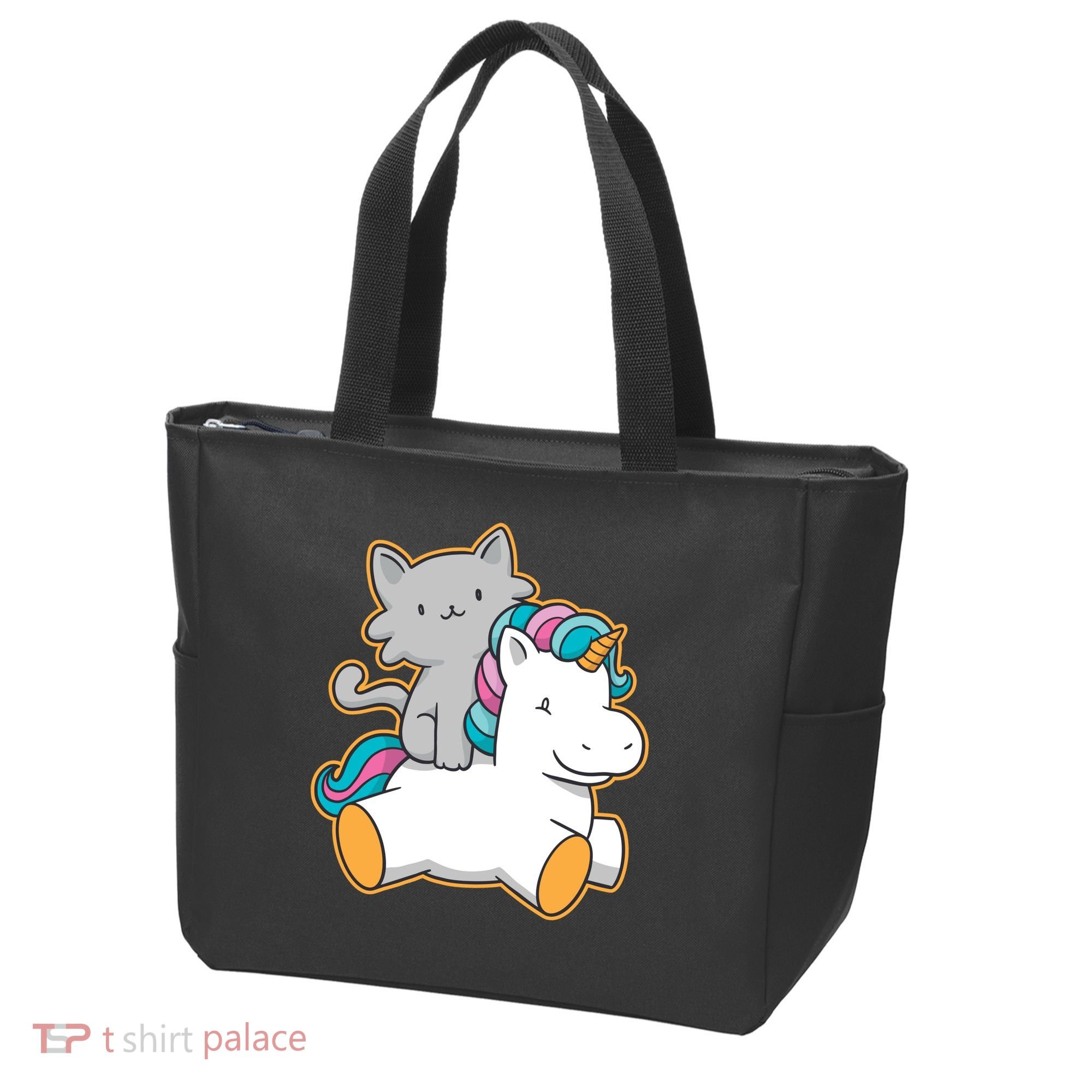 Cat Riding Unicorn Tote Bag