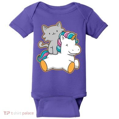Cat Riding Unicorn Baby Bodysuit